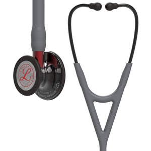 3M Littmann Cardiology IV Diagnostic Stethoscope: Grey & Smoke-Red Stem-Limited Edition Featuring Red Logo Diaphragm Engraved Heart 6183